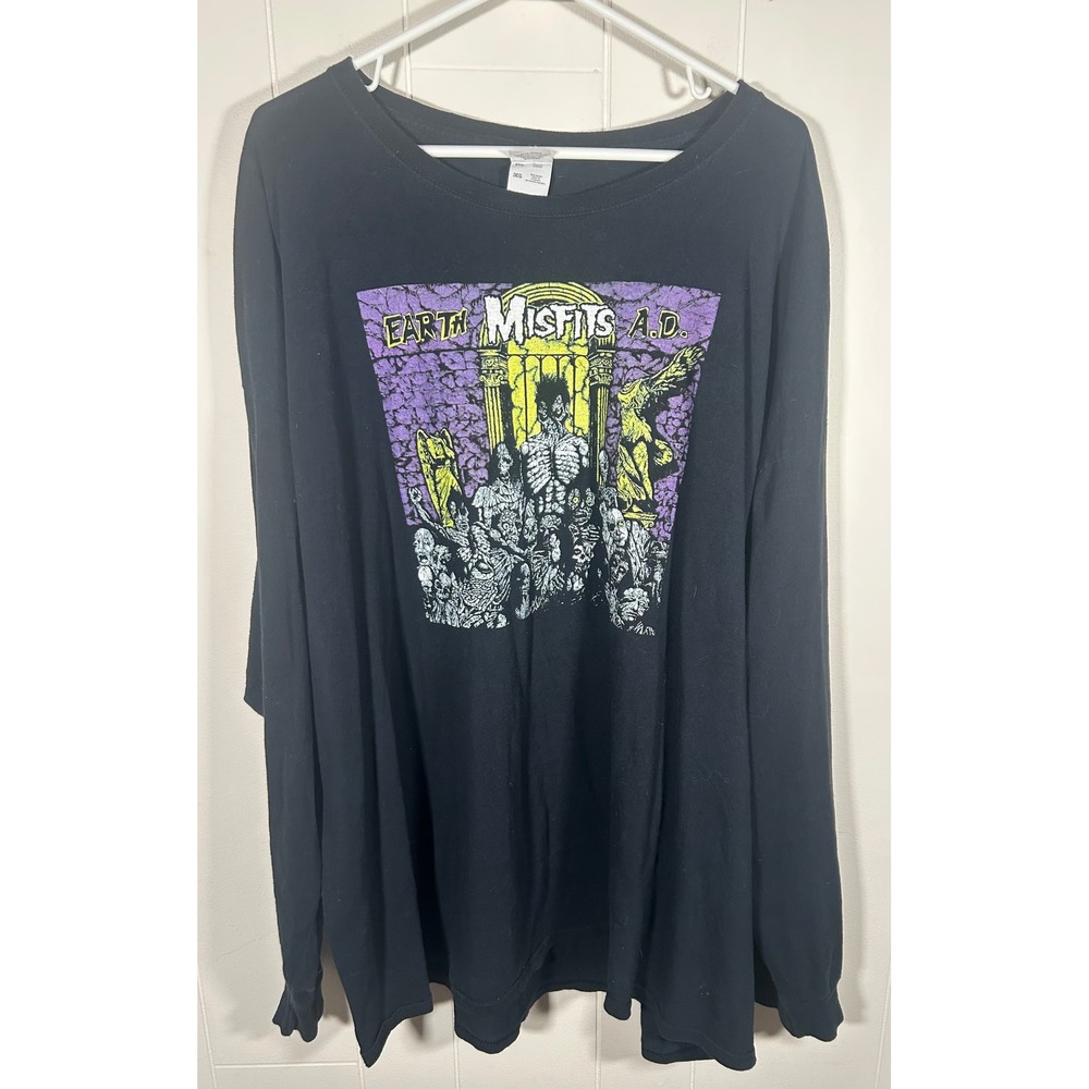 Misfits Earth A.D. Long Sleeve Y2K T-Shirt Black Fruit of the Loom 3XL Punk Rock